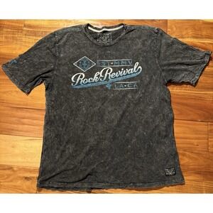 Rock Revival Mens 2XL Large T Shirt Black Stone Wash Made in USA